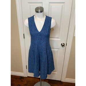 Derek Lam 10 Crosby Blue Floral Lace Sleeveless Mini Dress, Size 2